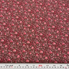 Vintage Peter Pan Fabrics Florals on Burgundy Cotton Fabric by the HALF YARD
