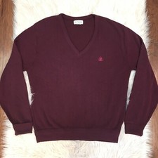 Vtg IZOD Grandpa Sweater Large V-Neck Pullover Acrylic Made In USA Preppy Golf
