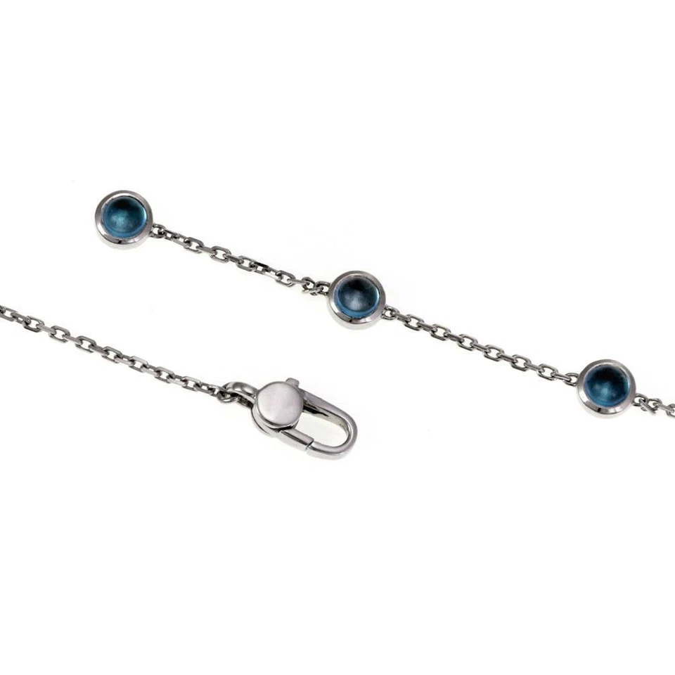 Collar Gucci Topacio Azul Triple Hilo Largo Colgante Oro Blanco 18k Foto 4 de 4