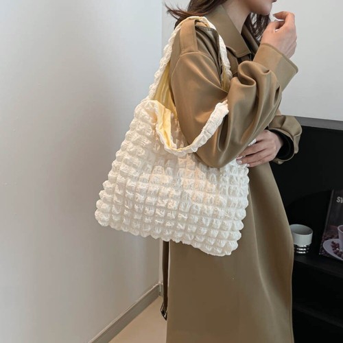 Casual Pleated Cloud Bag Candy Color Handbag Tote Bag Girl Shopping Bag - Picture 5 of 17