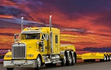 1/64 DCP KENWORTH W900L W/ 72" AEROCAB & TALBERT TRI AXLE LOWBOY