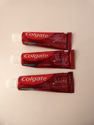 Colgate Travel Set of 3 Optic White Stain Fighter Toothpaste New 1.3 oz Mint