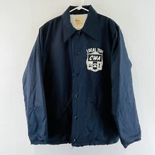 Vtg Mens XL Communication Workers of America CWA Local 7504 Blue Sherpa Coat