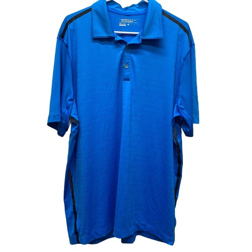 Nike Golf polo shirt men's size large blue short sleeve collared dri-fit