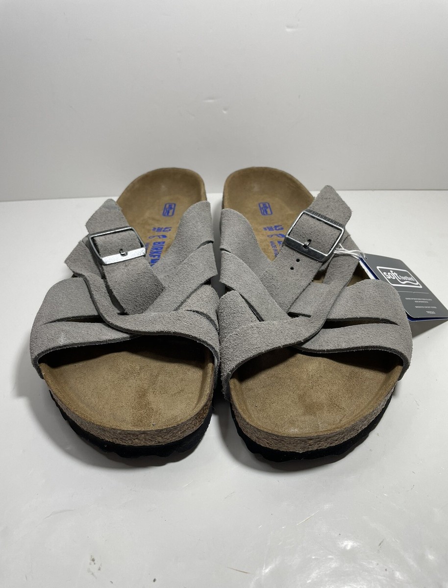 Birkenstock Men’s Lugano Gray Leather Sandals, Size EUR 43, US 9 M Amazon.com | Birkenstock Lugano Sandals - Stone Coin, Stone  main image 4