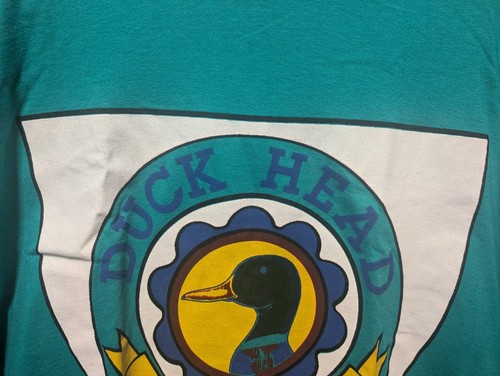 Vintage 90s Duck Head University T-shirt Teal XL Single Stitch USA - Picture 5 of 10