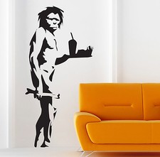 BANKSY STYLE CAVEMAN TAKEAWAY WALL STICKER DECALS