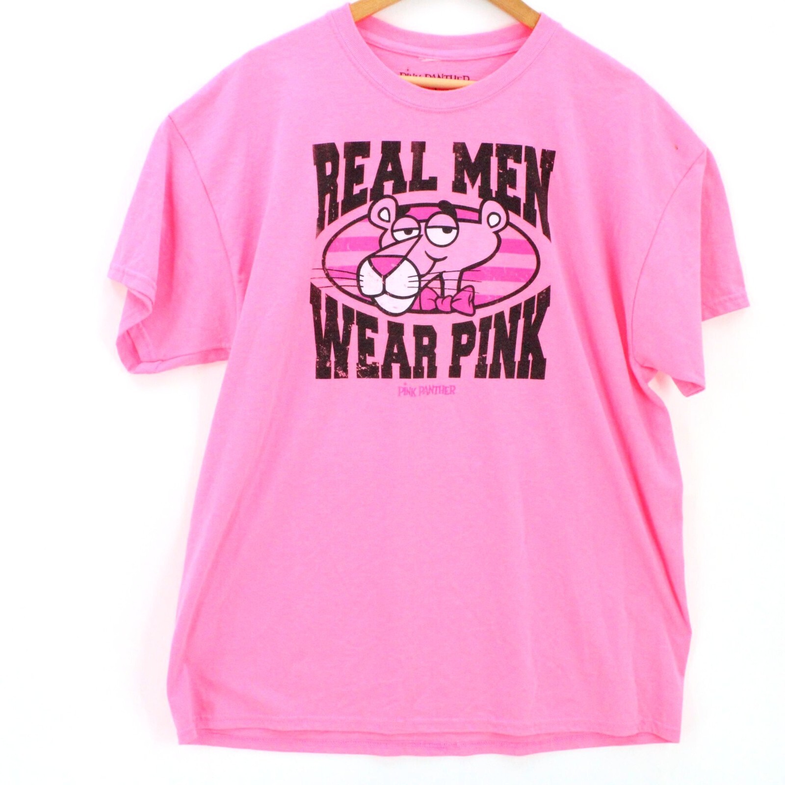 Vintage Pink Panther TShirt Mens Pink Short Sleeve Real Men Wear Pink