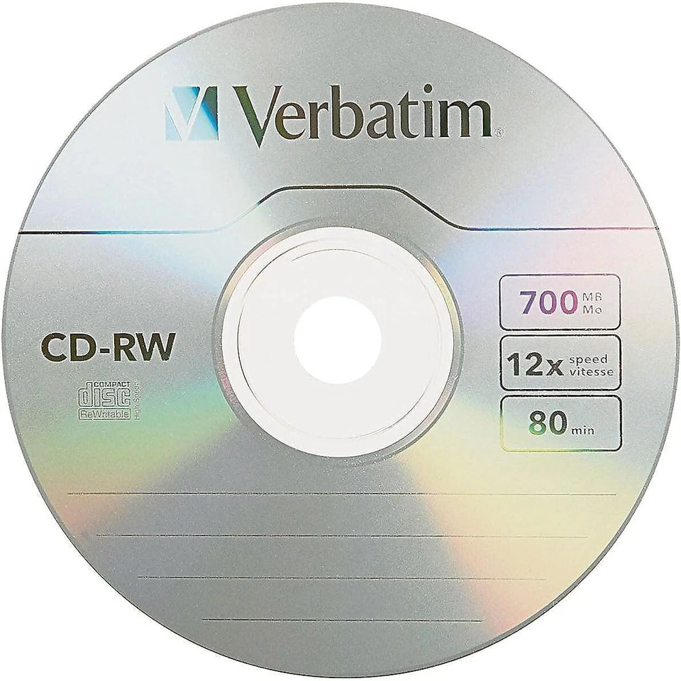 Verbatim CD-RW 80MIN / 700MB Rewritable Blank 8 -12x CDRW Disc NEW & SEALED DISC - Image 2 of 2
