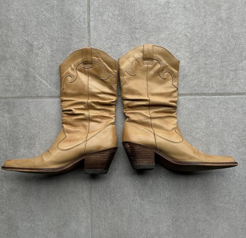 Botas Vaqueras Vintage SixtySeven Beige Y2K Cuero Festival Talla 37 - Imagen 7 de 24