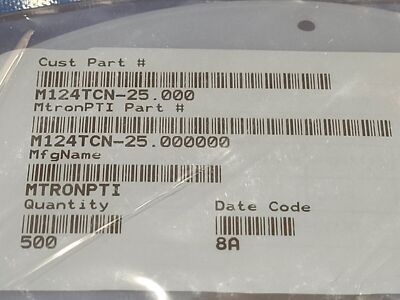 (5pcs) M124TCN25.000 Mtron Oscillator 5.0V +/-50ppm Leadless