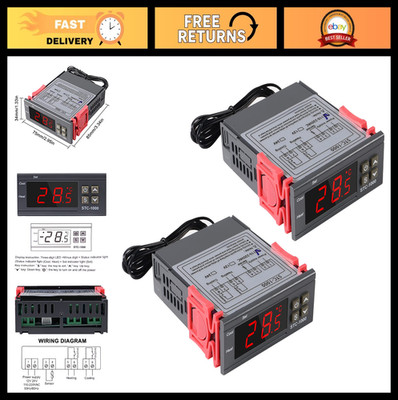 2Pcs Digital Temperature Controller 110-220V Thermostat for Incubators & HVAC