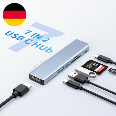 USB C Hub Für Mac-Book, Adapter Mac Air Pro Zubehör 7 in 2 Mit 4K 60Hz Hdmi,Thun