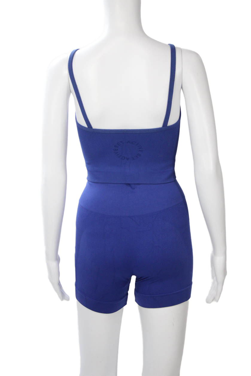 Set Active Womens Set Blue Polyester Solid Shorts… - image 3