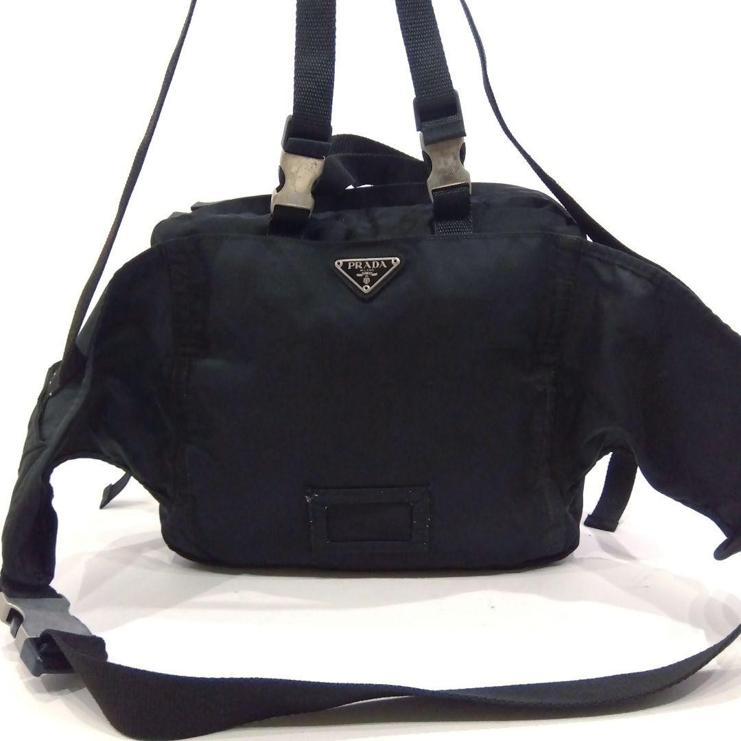 Prada Backpack Body Bag 3way Shoulder Nylon Black Triangle Logo thumbnail 2