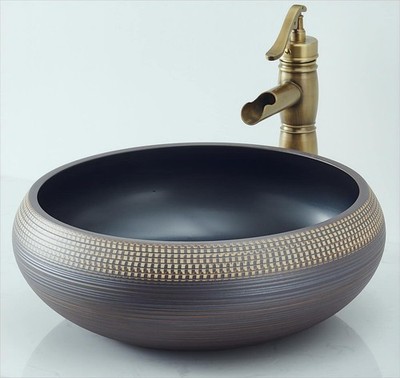 FCH433 Bathroom Ceramic Wash Basin, Countertop Washbasin, Round 420 x 150 mm,...