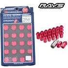 RAYS DURA-Lock&Lug Nut STRAIGHT L42 5H 20PC M14X1.5 RD (Red) 19HEX 74020001017RD
