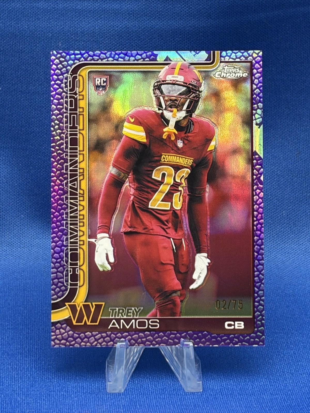 2025 Topps Chrome Trey Amos #371 Purple Leather Refractor /75 Rookie (RC)