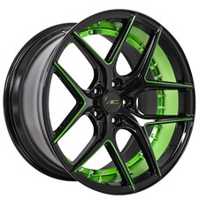 20x10.5 Ac Wheels Divino Gloss Black With Candy Green Milled And Rims 1pc
