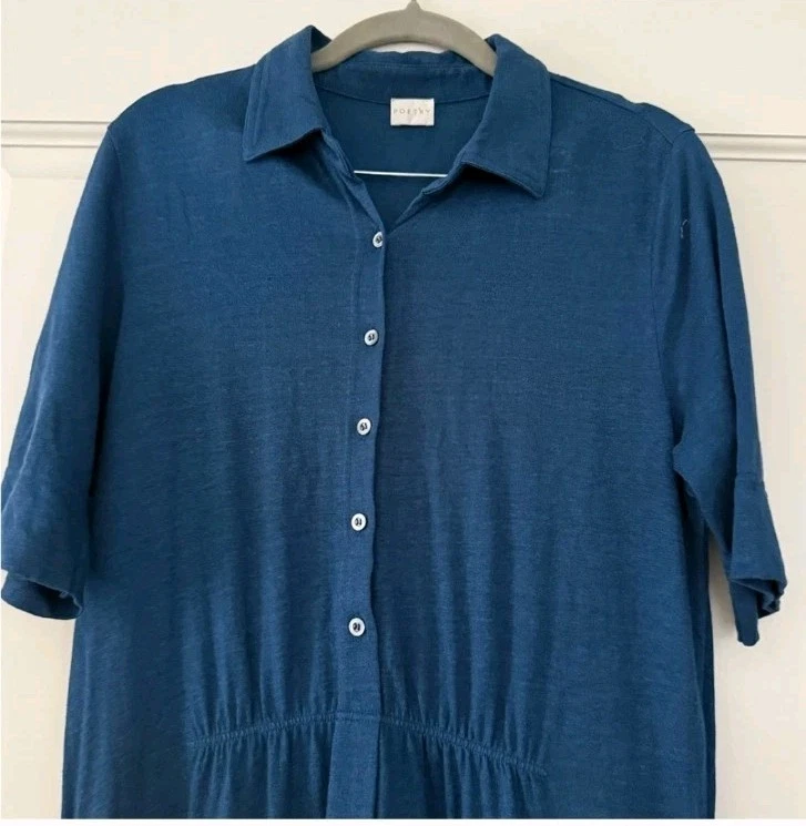 Poetry Blue Linen Dress Size 4 Originally $219 - Image 3 of 4