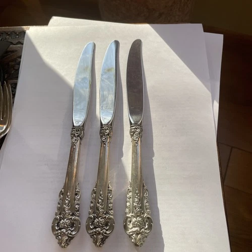 Antique Wallace Grande Baroque Sterling Silver 3 Dinner Knives