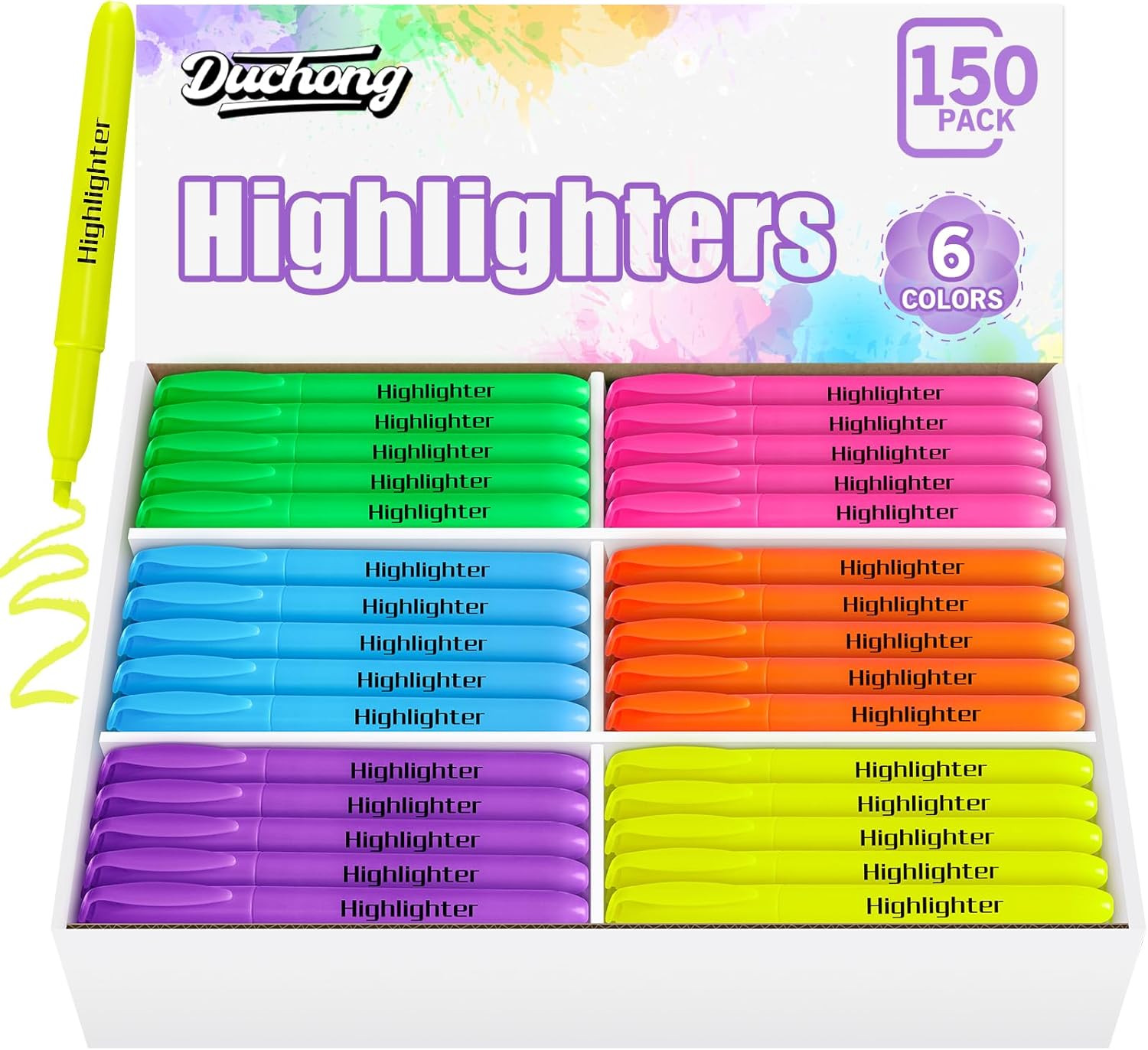 S Bulk, 150 Highlighters In 6 Assorted Colors, Chisel Tip Dr