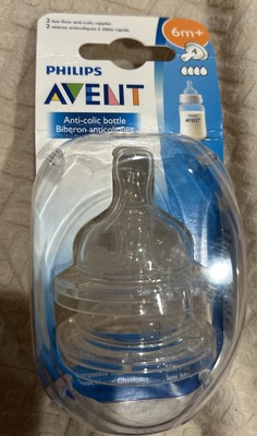NEW Philips Avent 6m+ Fast Flow Anti-Colic Level 4 Nipples 2 Nipples In Package