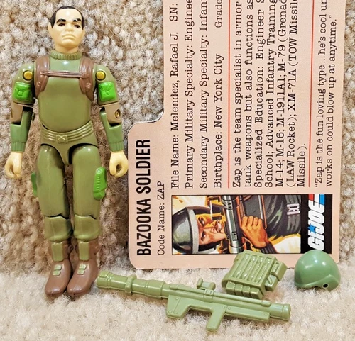 Complete Really Nice Vintage 1983 GI Joe Zap v1.5 Swivel Arm Filecard