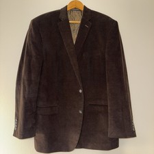 Chaps Mens 48L Dark Brown Corduroy Suit Jacket Blazer Sport Coat Paisley Preppy