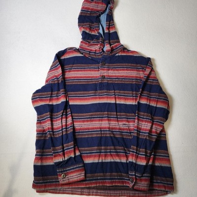 American Eagle Striped Henley Hoodie Mens XXL Baja Knit Pullover Multicolor Y2K