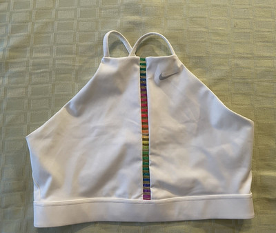 Nike Dri-FIT Indy Rainbow Ladder Women's Sports Bra 2XL # CZ7211-100 XXL