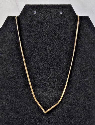 Vintage 1980s Avon Gold Tone Rhinestone V Necklace 17" Signed Costume Jewelry