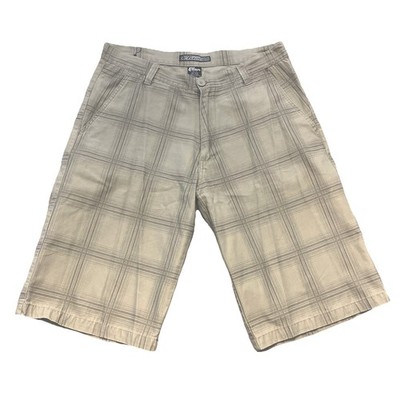 Elixir Men's Skateboard Shorts Beige/Striped Size 32. 100% Cotton Flat Front