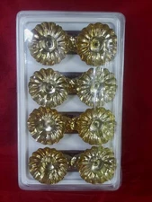 8 Set New Vintage German Christmas Tree Clip On Candle Holder Gold Pinecone 