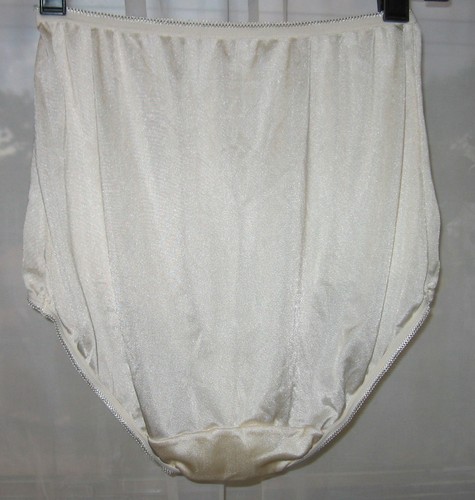 NEW SZ 6 VINTAGE UNDERSCORE IVORY GRANNY HIGH WAIST NYLON SISSY BRIEF UNDERWEAR - Picture 3 of 4