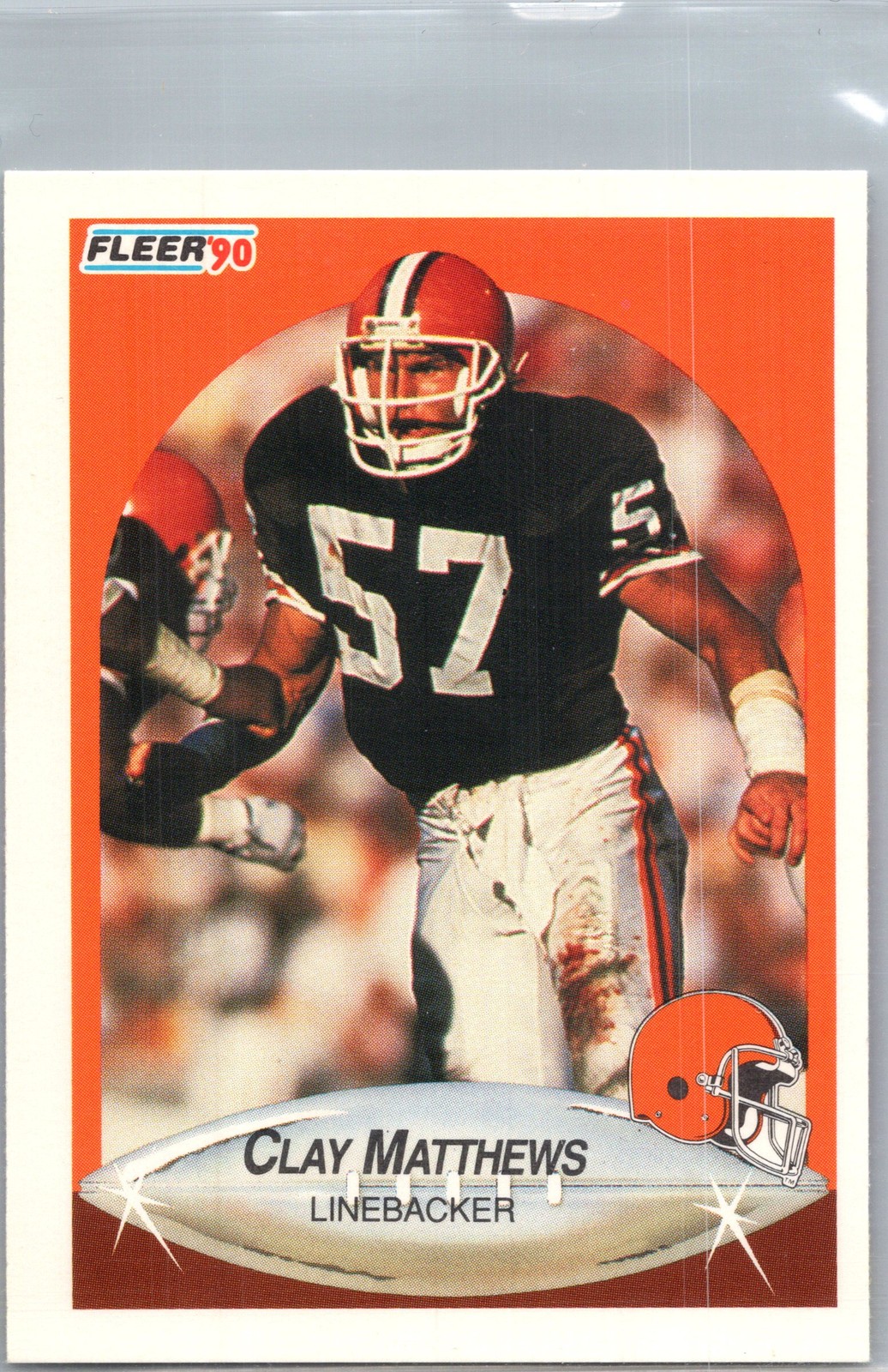 1990 Fleer Clay Matthews #54b Very Good Right edge of A in AFC