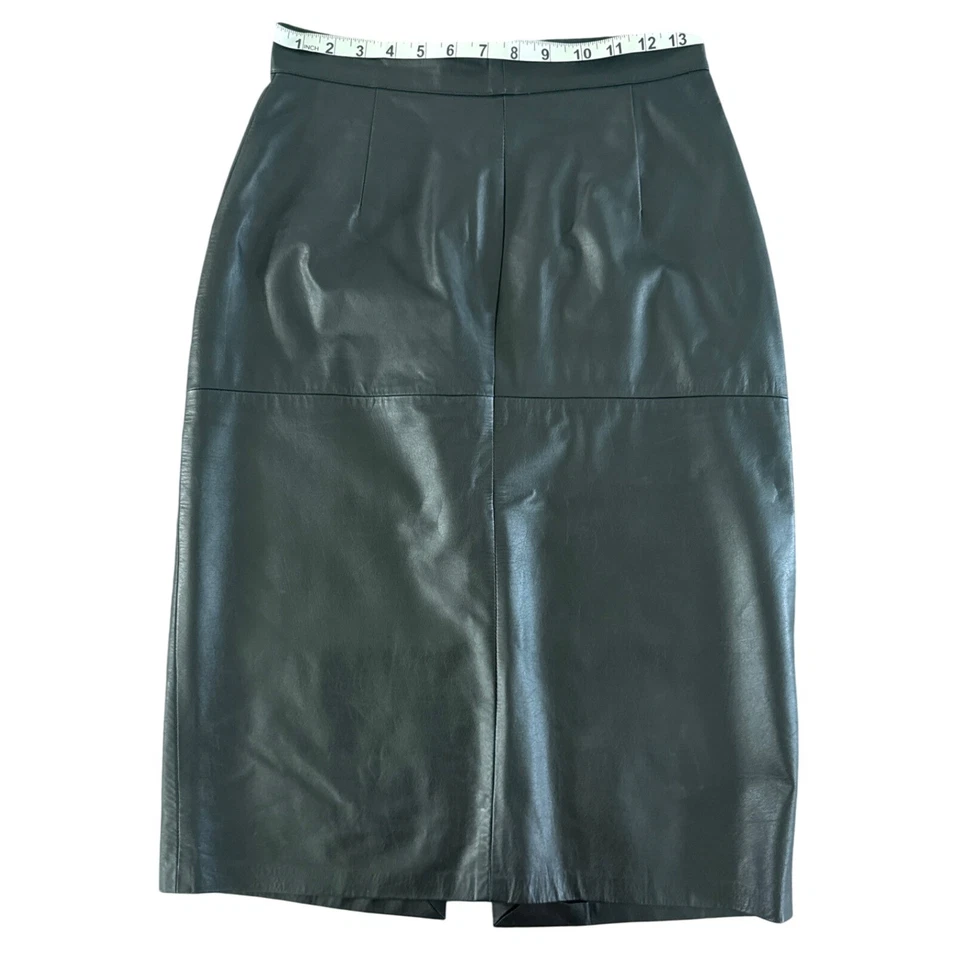 Fiori 100% Genuine Leather Skirt Pencil Midi Black Size 9/10 Vintage Argentina - Image 2 of 4