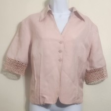 Kaelyn Max Women's Blazer Pink Short Sleeve Button Front Size 14