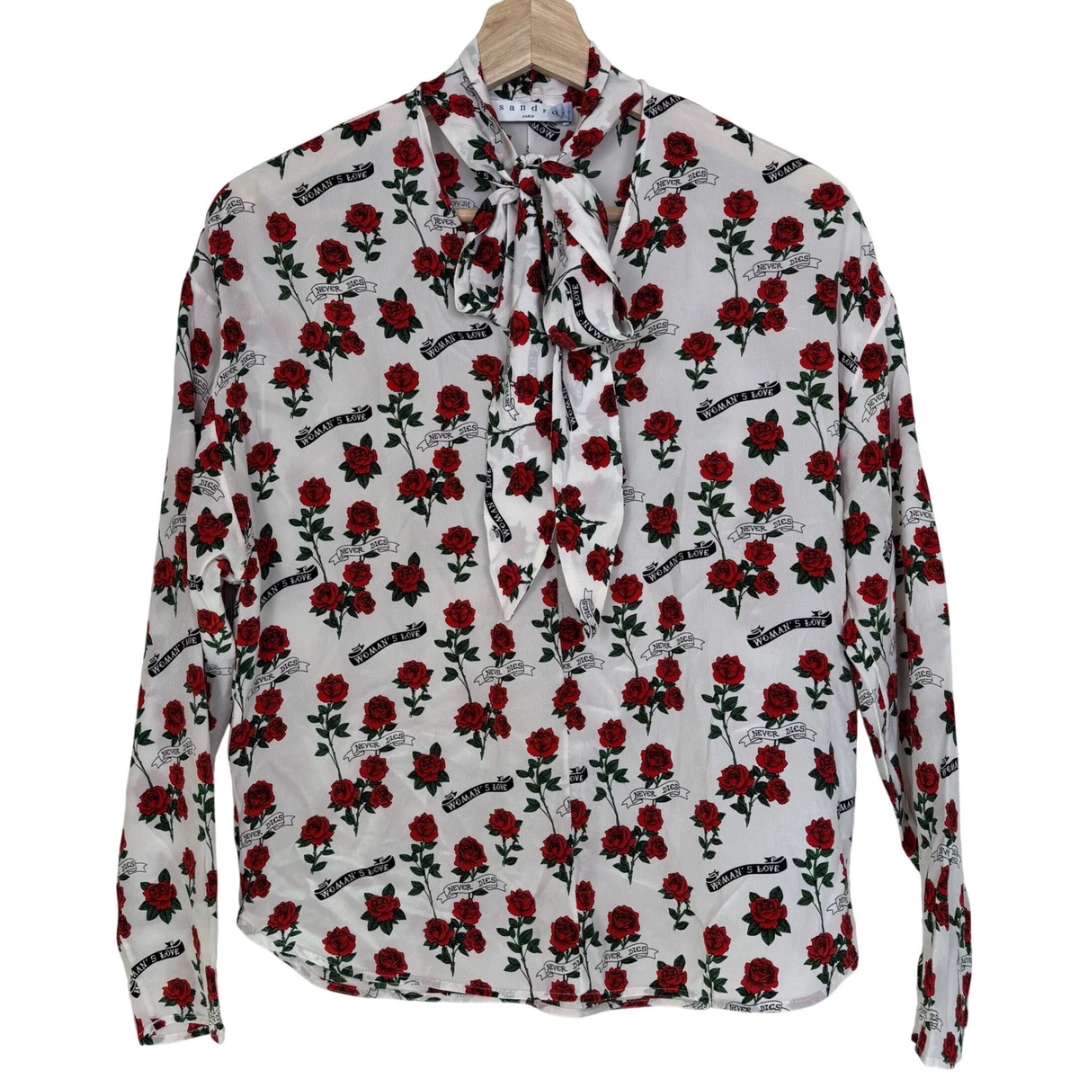 美品 Sandro サンドロ シルク100% タトゥー 総柄シャツ Sandro Silk Tops for Women for sale | eBay