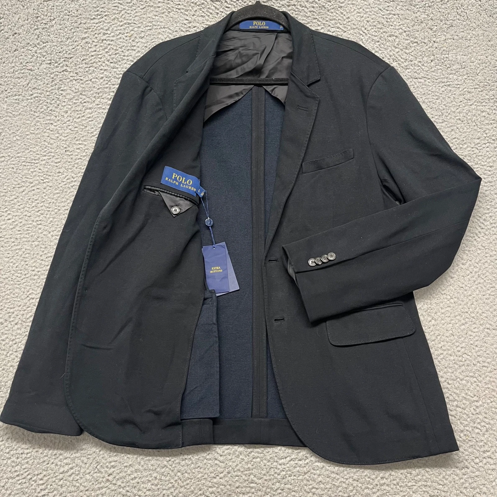 Polo Ralph Lauren Blazer Mens L Black Knit Preppy Classic Collegiate Cotton - product detail image 1