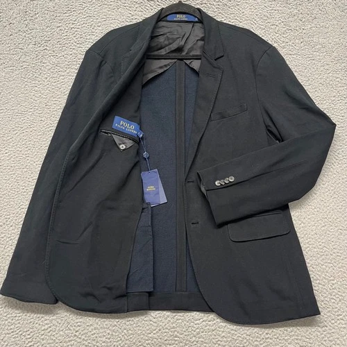 Polo Ralph Lauren Blazer Mens L Black Knit Preppy Classic Collegiate Cotton video thumbnail