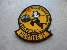 US NAVY VFA-31 Tomcatters Super Hornet Patch 2017 Combat Cruise CVN-74 Original