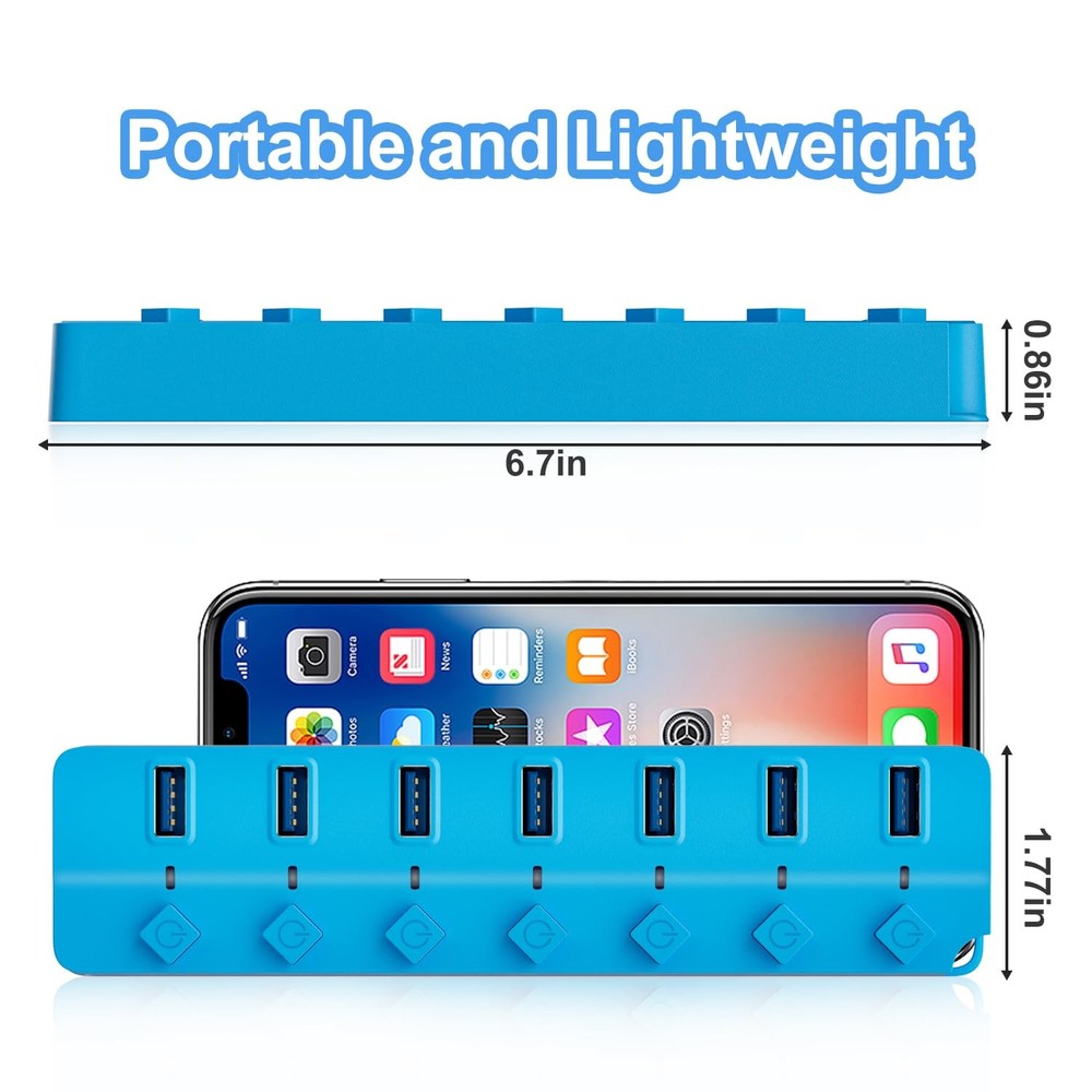 7-Port USB 3.0 Hub with Individual On/Off Switches & LED Lights