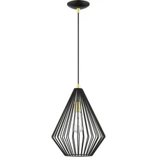 Livex Lighting 41325-68 Linz Pendant Shiny Black with Polished Brass Accents