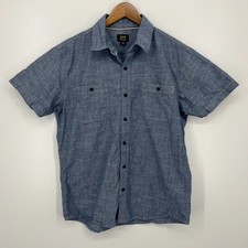 Lee Short Sleeve Button Shirt Men's Size L Blue Denim Western Cotton