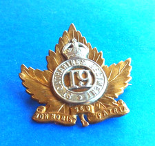 Insigne casquette officier avant WW1 19ème régiment de St Catharines (argent doré 1904-1913)