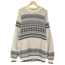 Nordic Sweater Scandinavian Fair Isle Vintage Warm Knit Men Di9 Size L