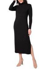 Women with Control Finespun Jersey Tummy Control Midi Dress 1X Plus Size Black