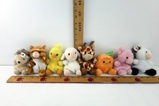 Aurora World Plush Palm Pals Stuffed Animal Lot of 8 Cow,Lamb,Giraffe,Orange,Pig