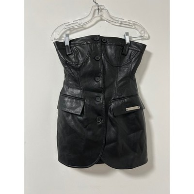 black leather corset mini dress Irenic Bow Flare Mini Dress Black
